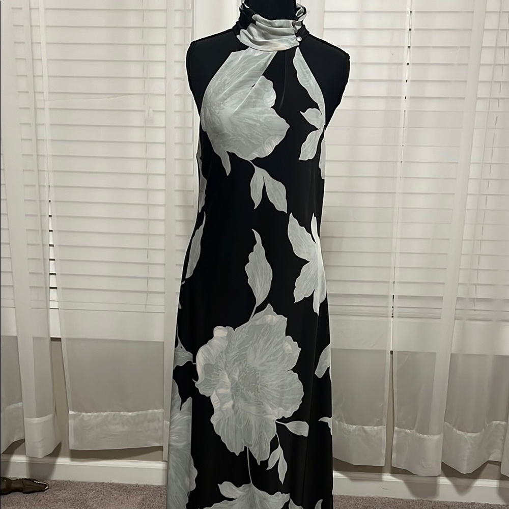 Donna Karan Black and White Halter Sundress